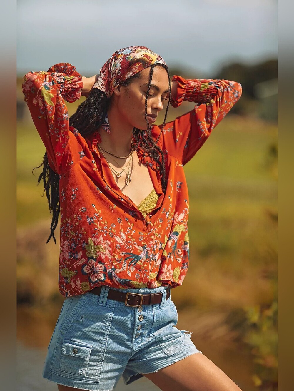 Anthropologie Floral Chiffon Boho  Blouse Size XS